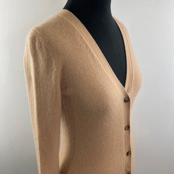THEORY Beige Cashmere Bell Sleeve Cardigan V-Neckline Button-Down Size S Small - Picture 8 of 12